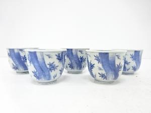 古伊万里　染付　花　蕎麦猪口　5客揃